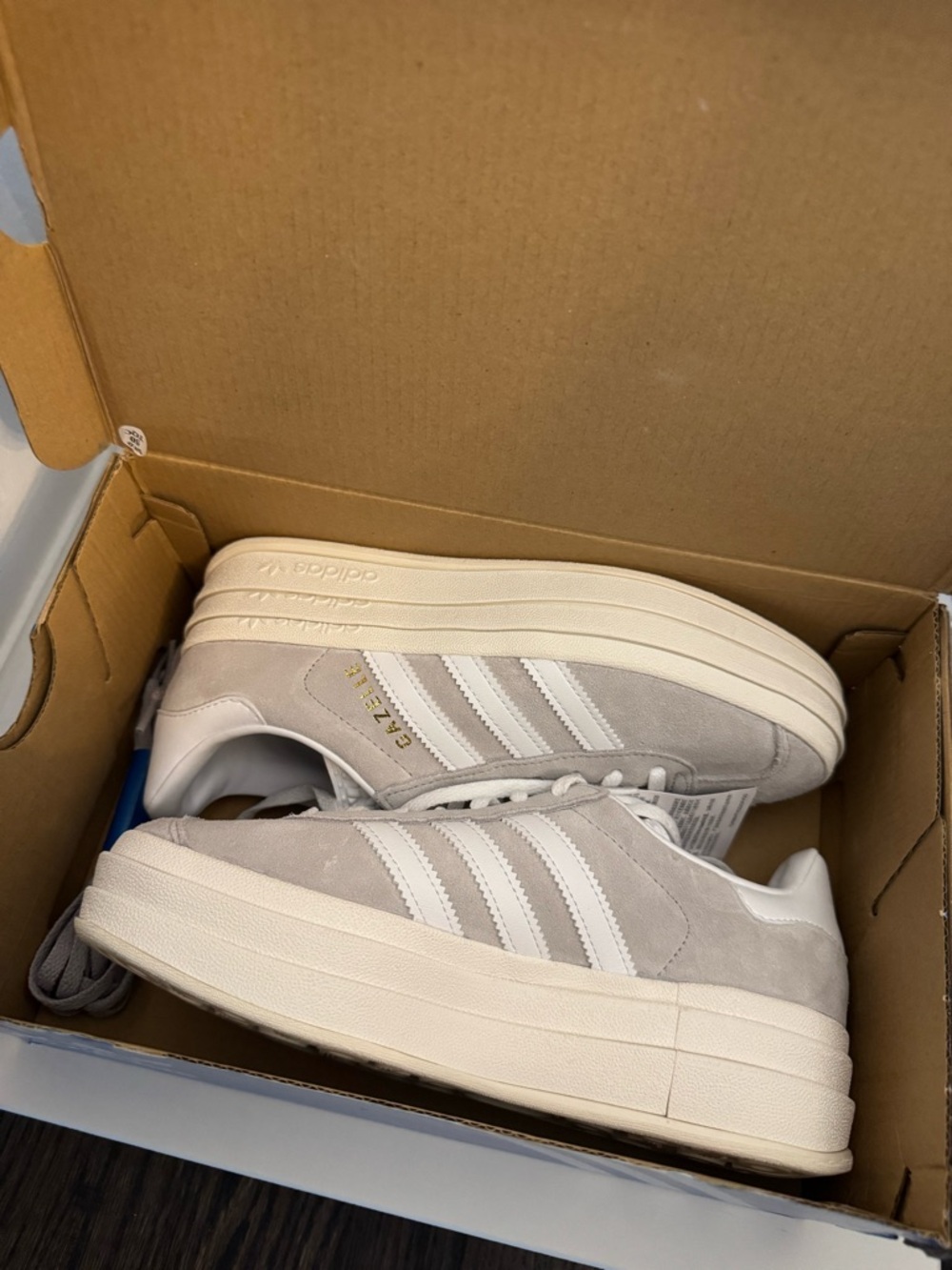 Adidas Women’s Gazelle Bold Gray White Sneakers - Picture 2 of 5